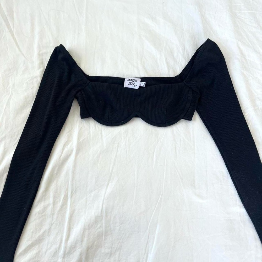 Black Princess Polly Long Sleeve Bra Top
